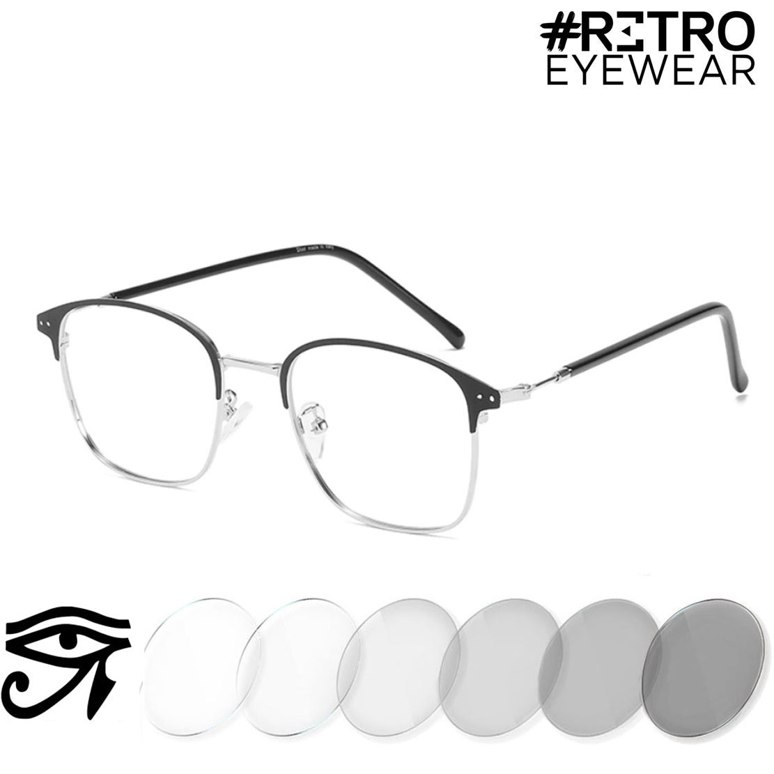 Gafas Óptica Originales Descanso RETRO® HORUS® SILVER Fotocromaticos Drive Safe